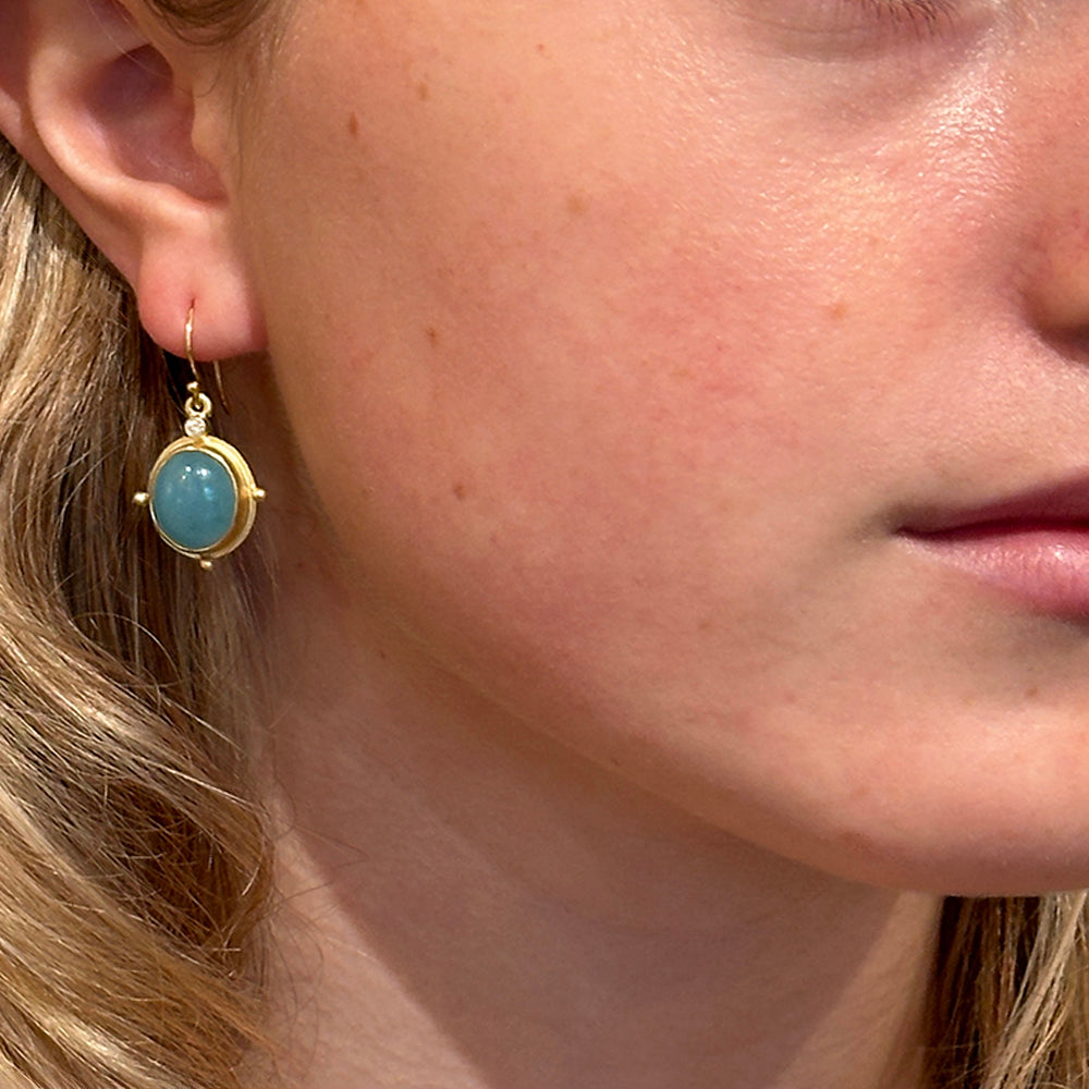 Aquamarine cabochon earrings