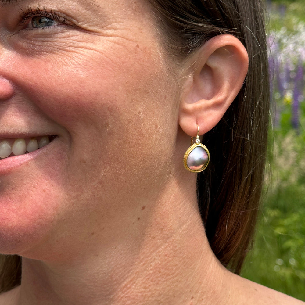 Sea of Cortez mabe pearl earrings