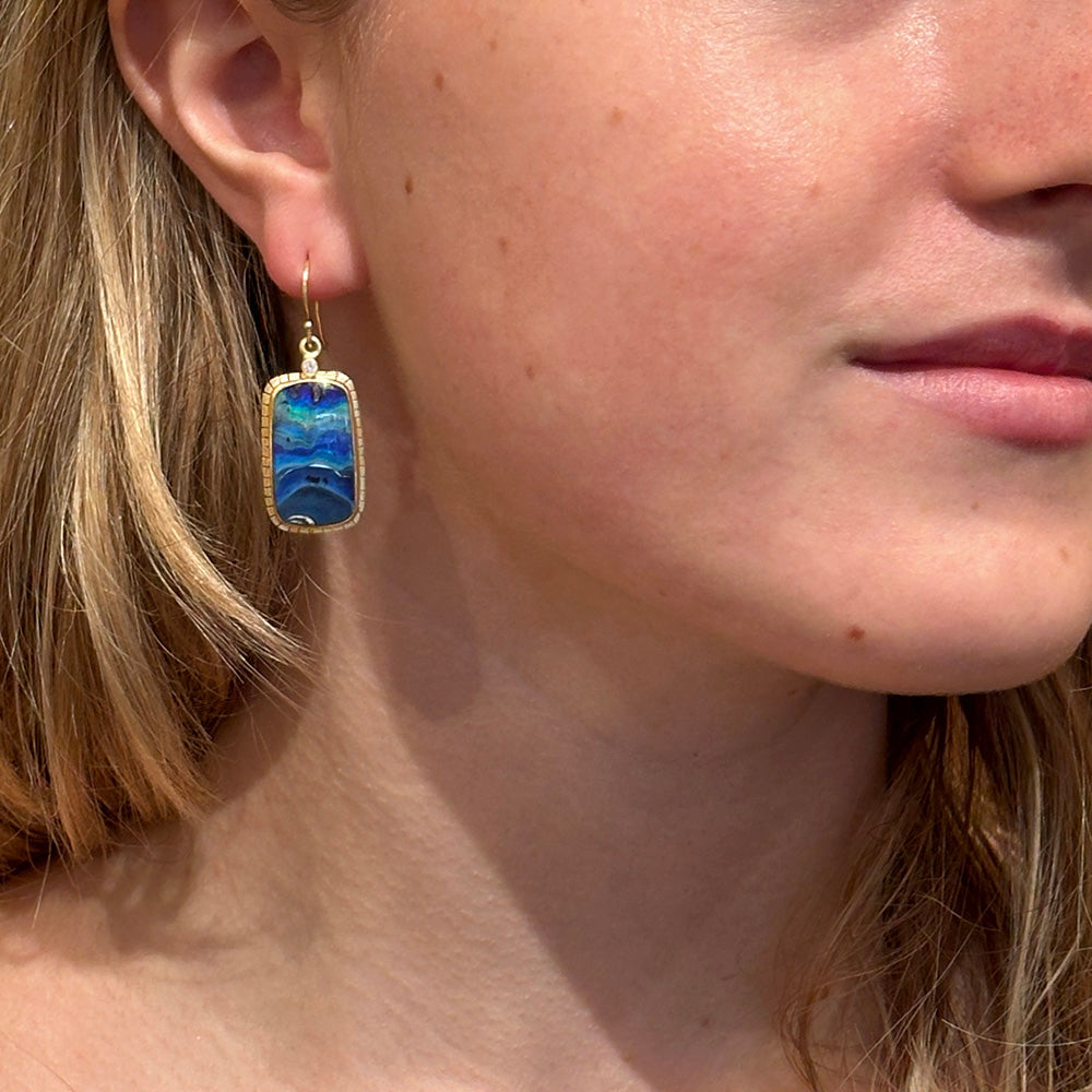 Elongate Australian Boulder Opal Earrings