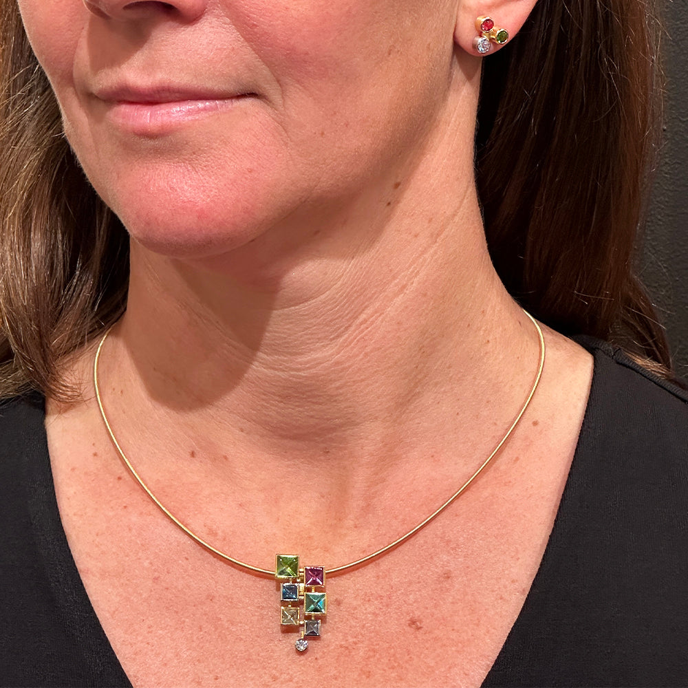 Munsteiner "Context Cut" Square Multi-Color Gemstone Necklace