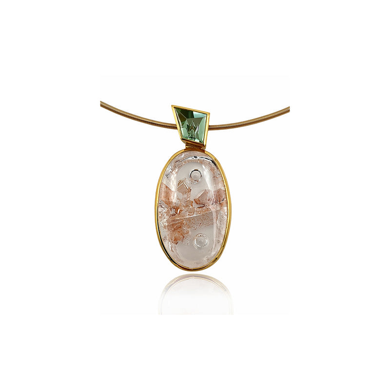 Munsteiner Quartz-In-Quartz with Tourmaline Necklace