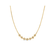 Petite Textile silver diamond necklace with approximately .70 cttw. Beads are 4mm, on an 18K gold adjustable chain (16"-18").