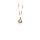 tear drop shaped silver diamond pendant with woven chain surround