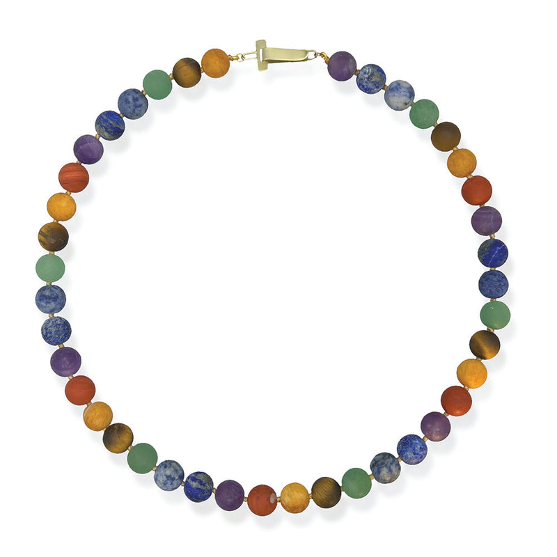 Chakra 10Mm Bead Necklace with 14K Green Gold Clasp