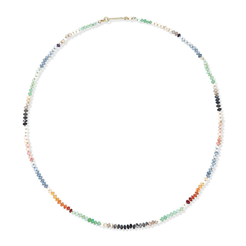 Mixed Opal Rondelle Necklace with 14K Green Gold Clasp