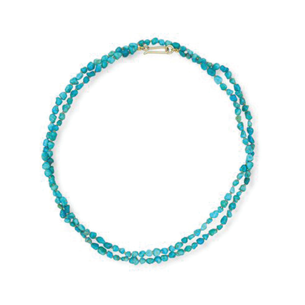 White water Turquoise nugget necklace with 14k green gold clasp