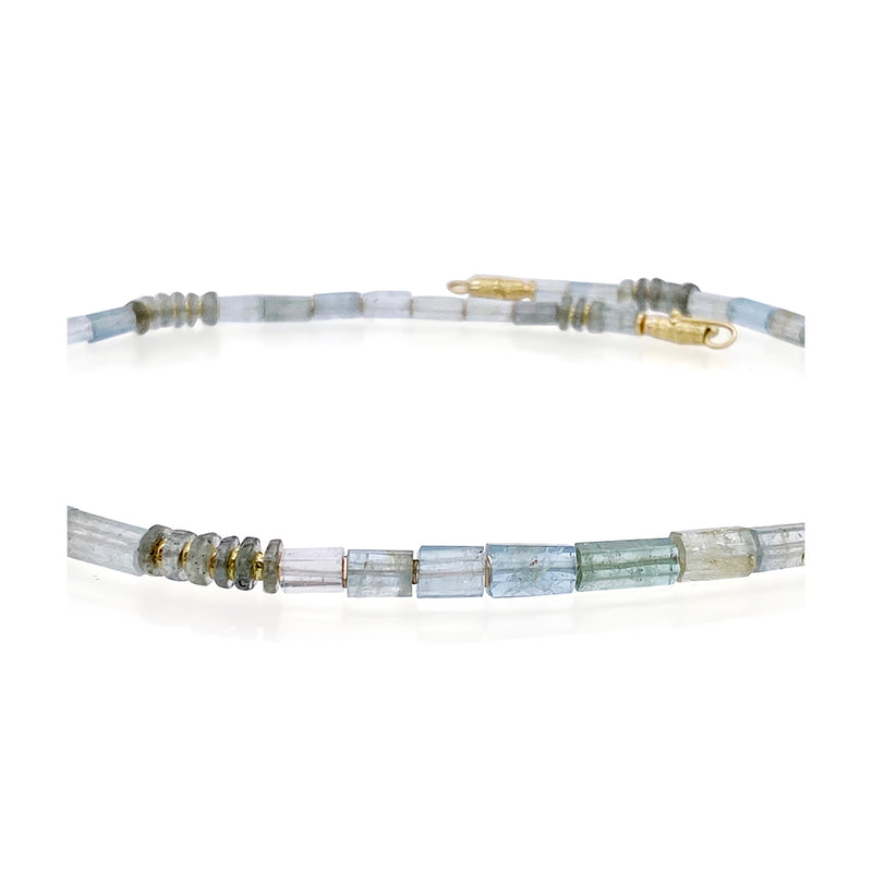 Mixed Aquamarine Necklace with 18K Yellow Gold