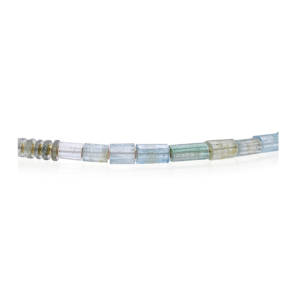 Mixed Aquamarine Necklace with 18K Yellow Gold