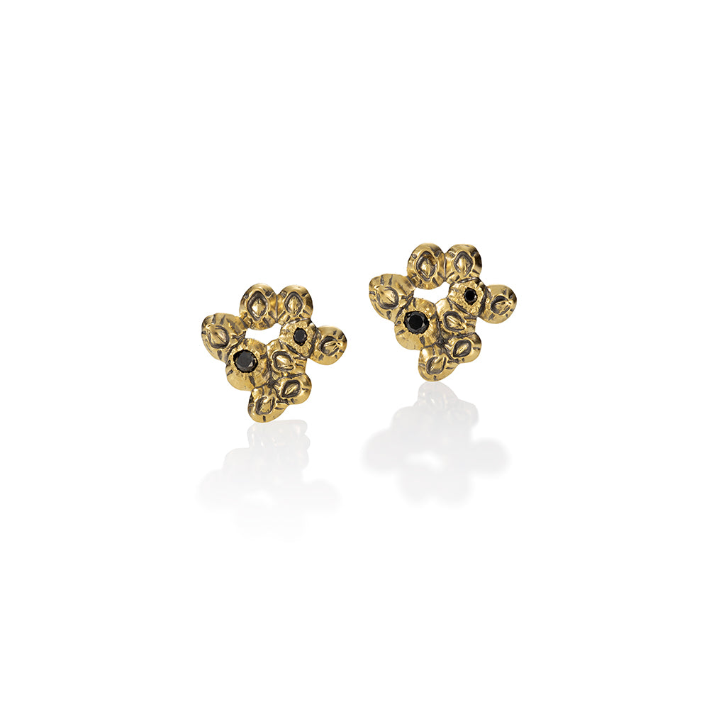 Barnacle cluster earrings in 18k with black diamonds