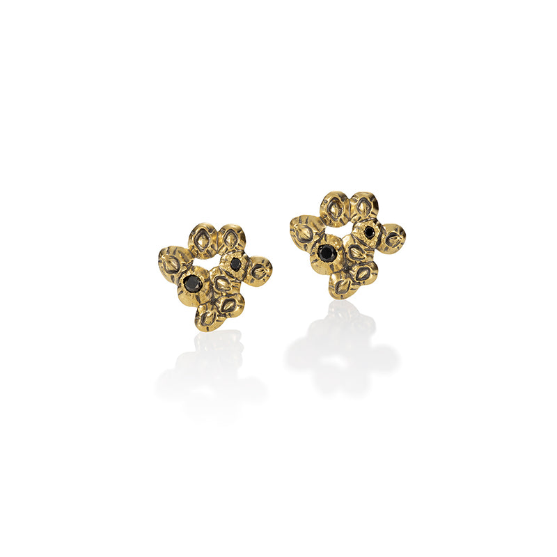 Barnacle Cluster Earrings in 18K with Black Diamonds