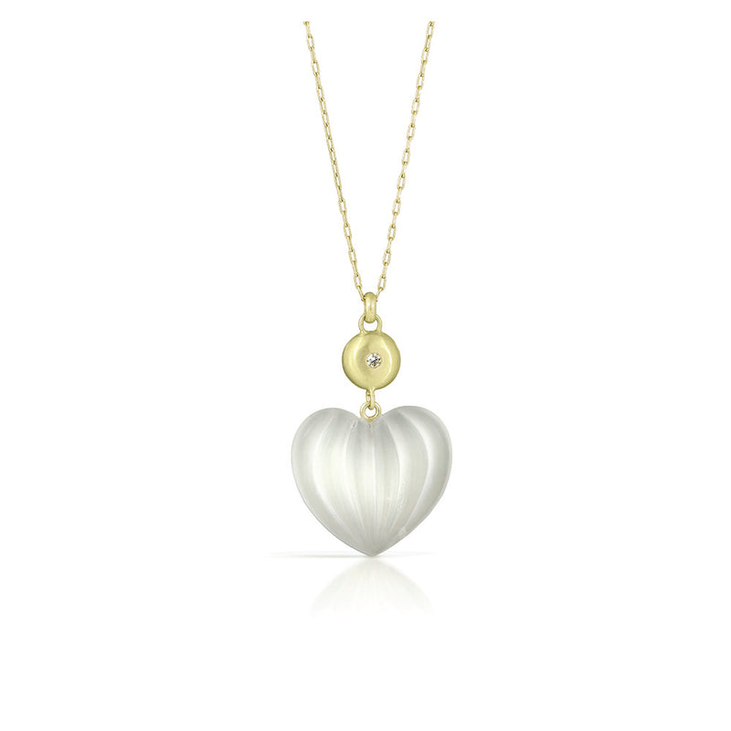 Wish Necklace with Gourd Quartz and Diamonds in 14K Green Gold