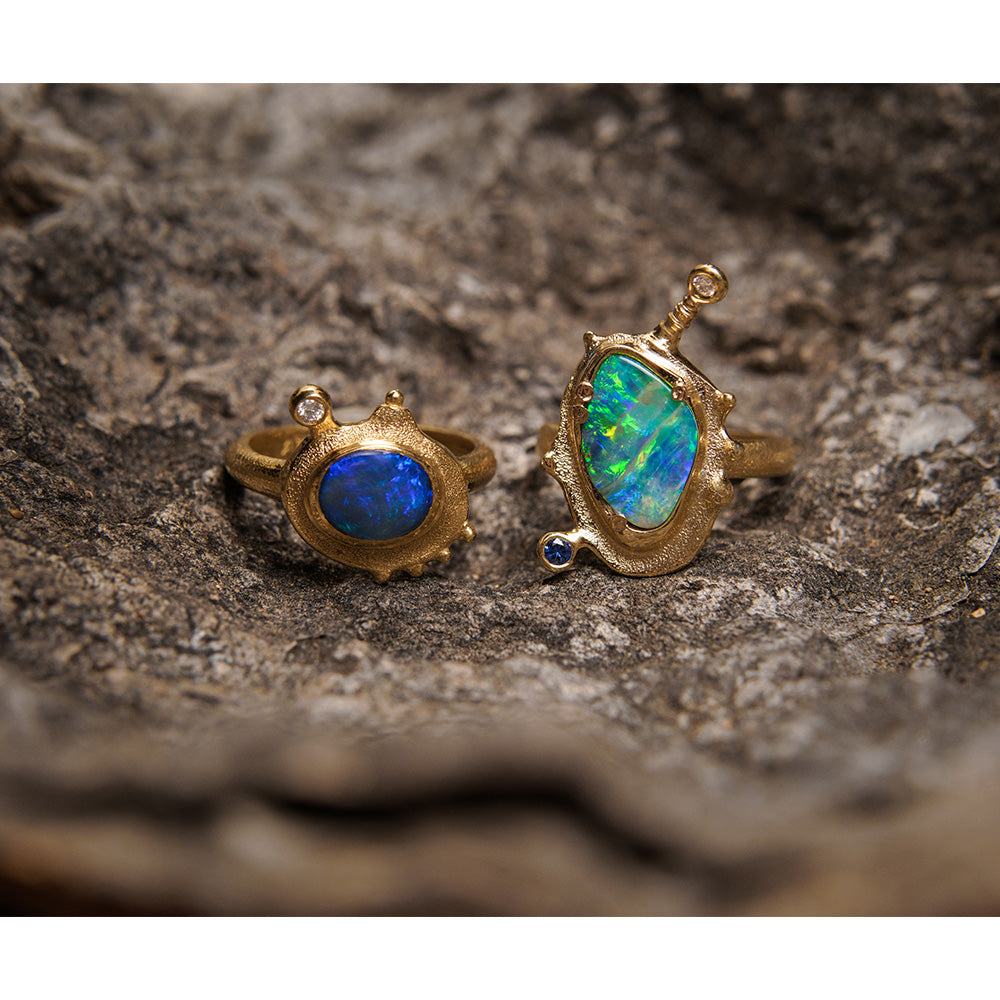 Embrace Ring with East/West-Set Oval Australian Boulder Opal
