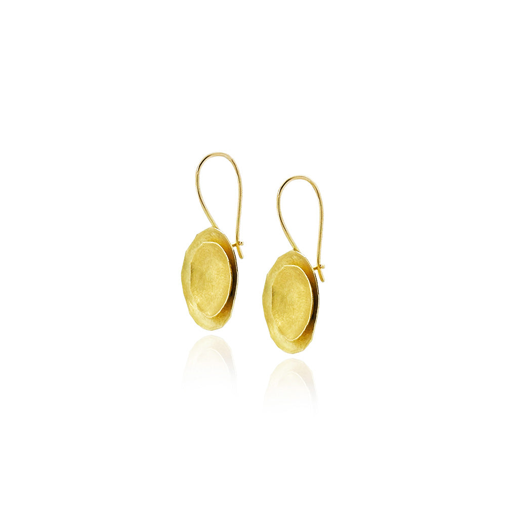 Double Gold Disc Reflector Earrings