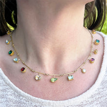 Segment Necklace with Mixed Colored Gemstones