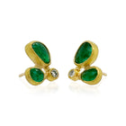 Double Rosecut Emerald Earrings with Diamond