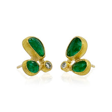 Double Rosecut Emerald Earrings with Diamond