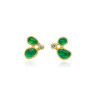 Double irregular shaped rosecut emerald and diamond earrings