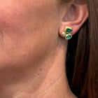 faceted emerald and diamond earrings