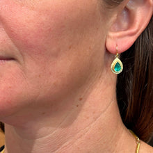 faceted emerald tear drop earrings