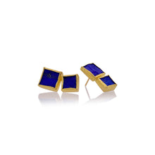 Natural Lapis Double Square Post Earrings