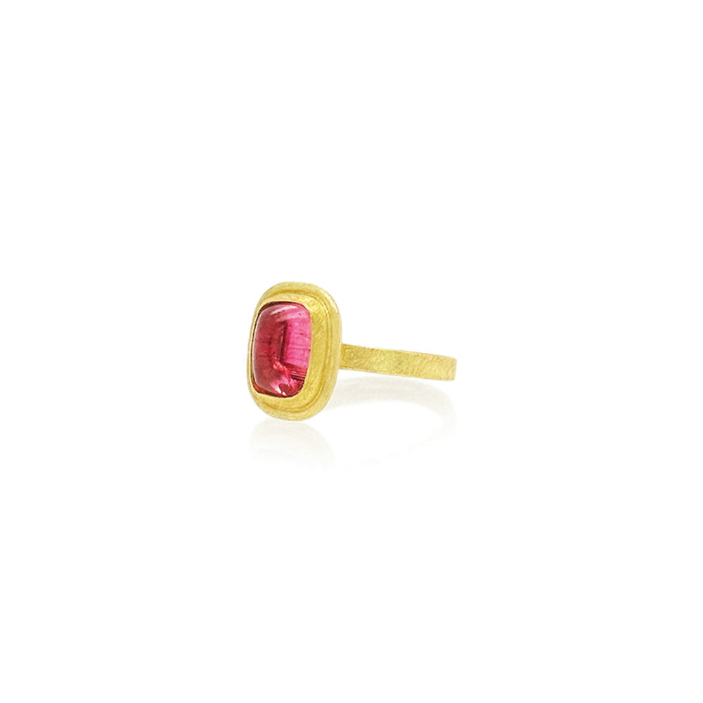 cushion cut pink tourmaline cabochon ring