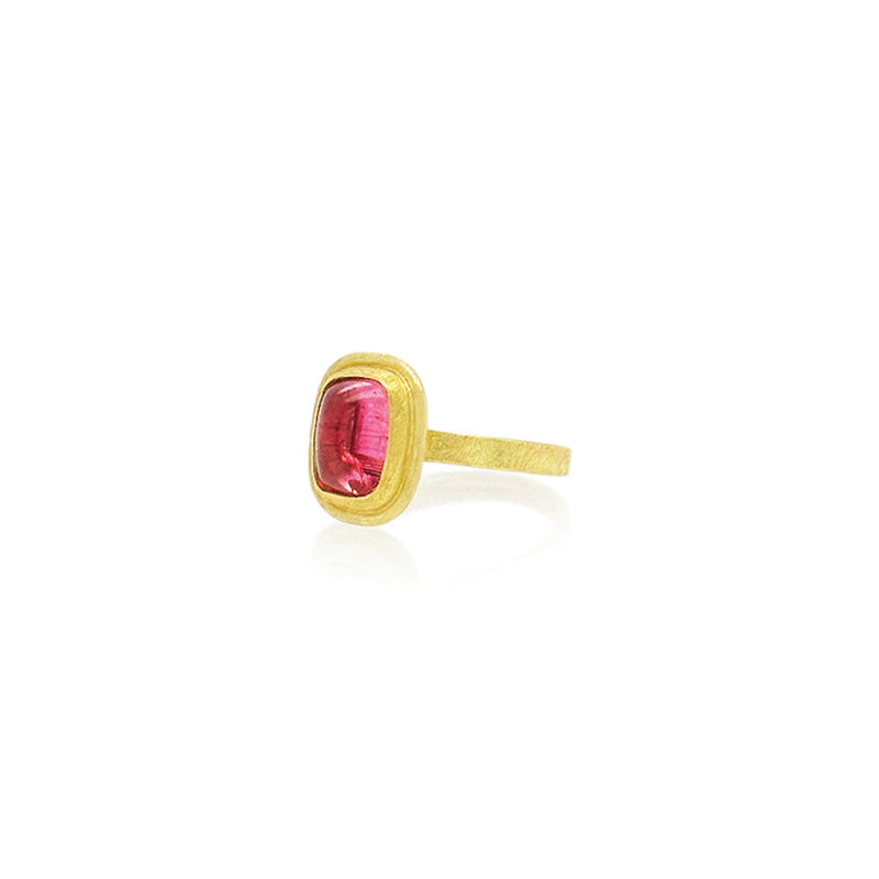 Pink Tourmaline Cushion Cabochon Ring
