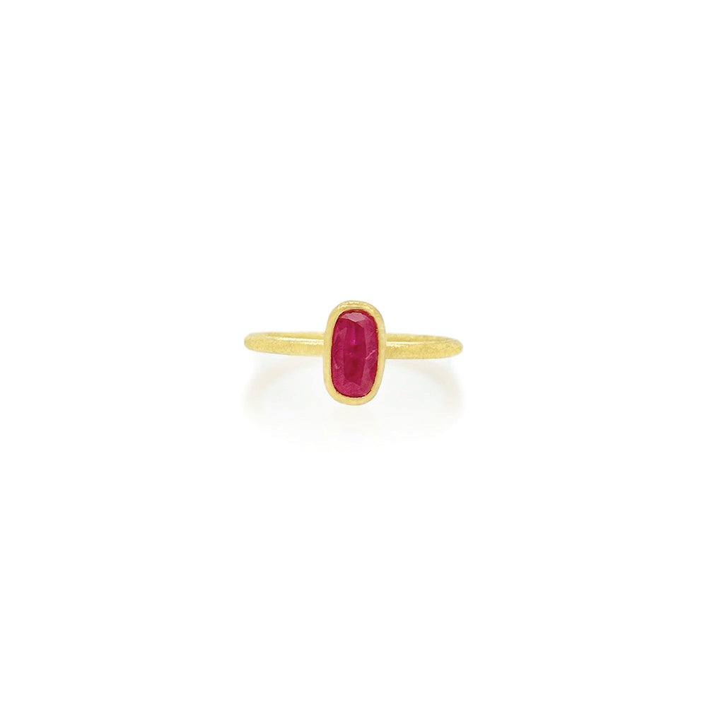 oval faceted ruby ring