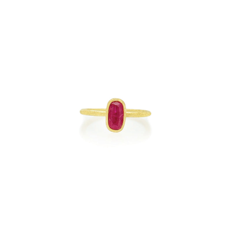 Faceted Oval Ruby Ring