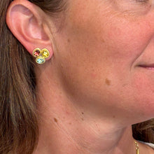 Triple Cluster Gemstone Stud Earrings