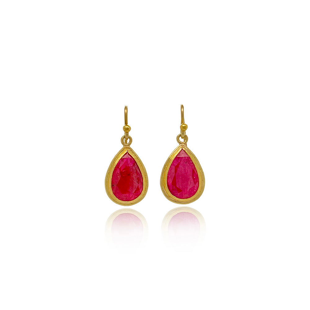 faceted ruby drop earrings