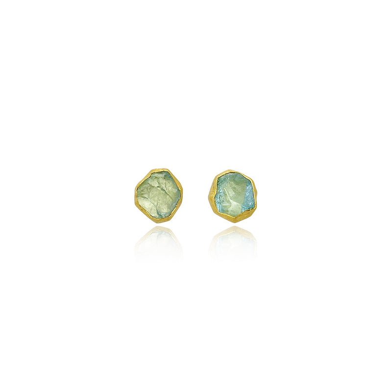 Natural Surface Aquamarine Stud Earrings