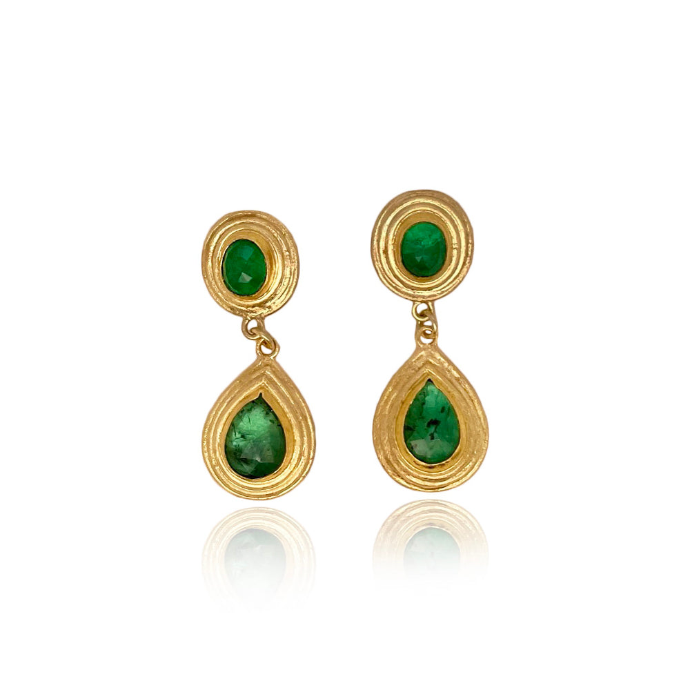 Petra Class Double dangle emerald earrings