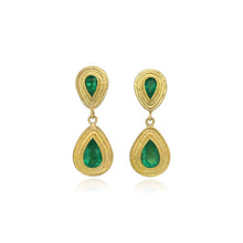 double tear drop emerald earrings