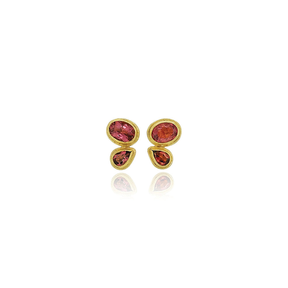 double faceted pink tourmaline earrings