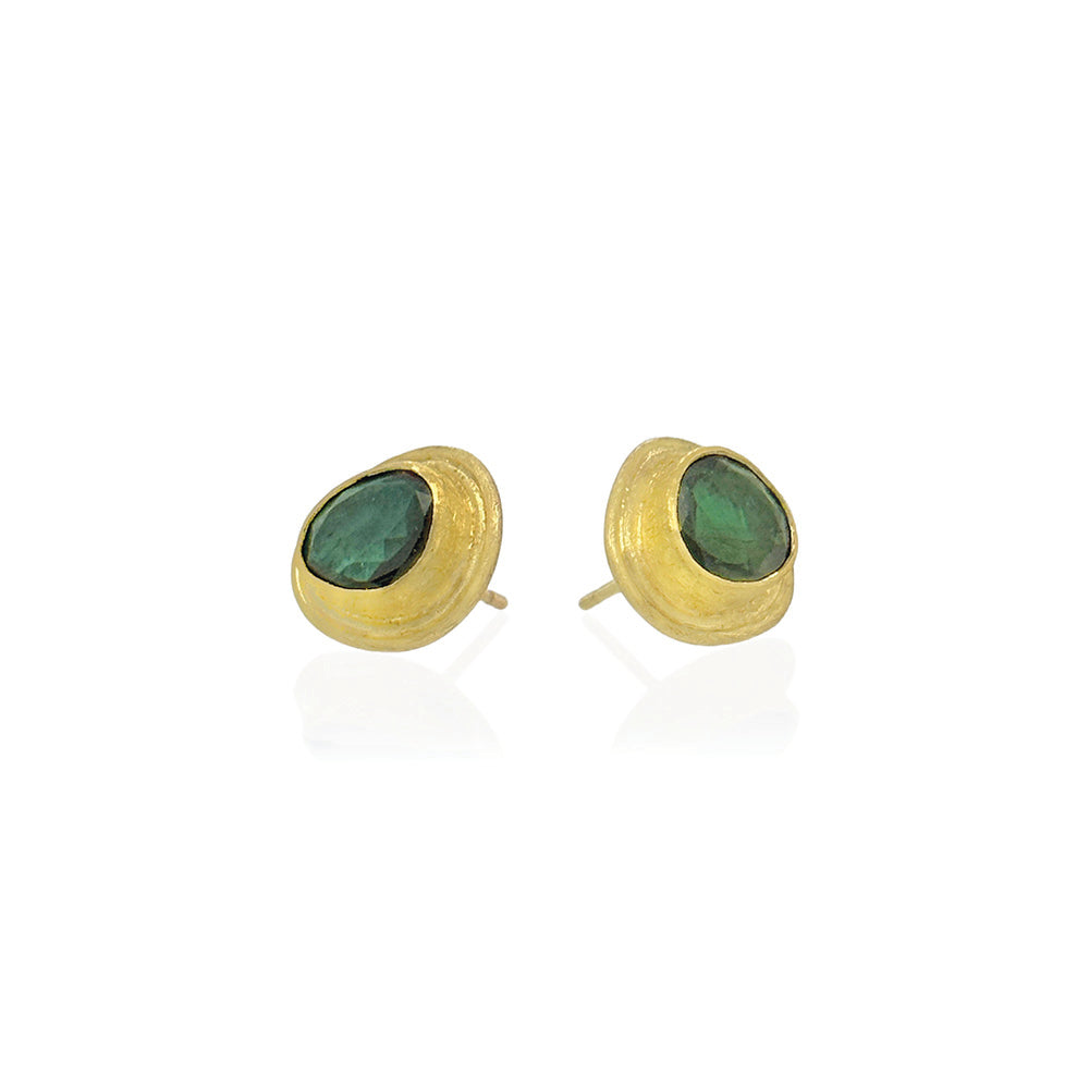 faceted green tourmaline earrings