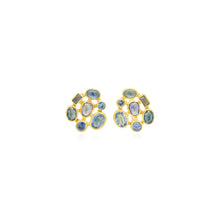 petite cluster earrings with multi-shape, multi cut blue sapphires