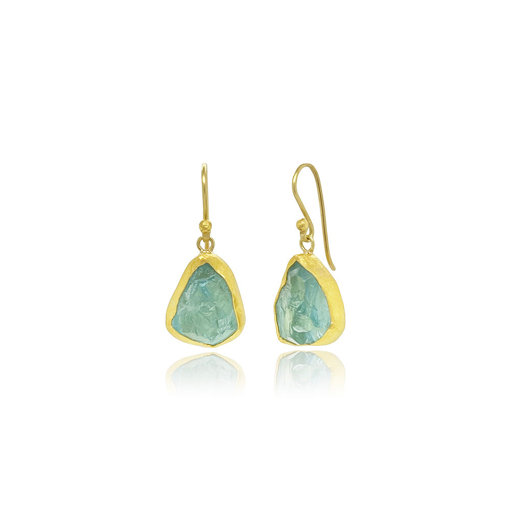 natural surface aquamarine earrings