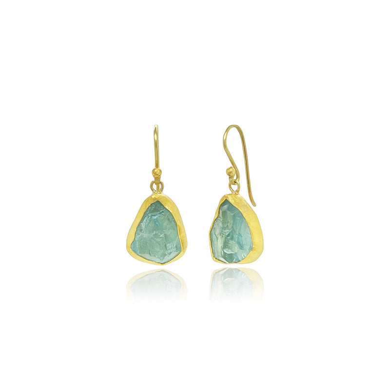 Natural Surface Aquamarine Earrings