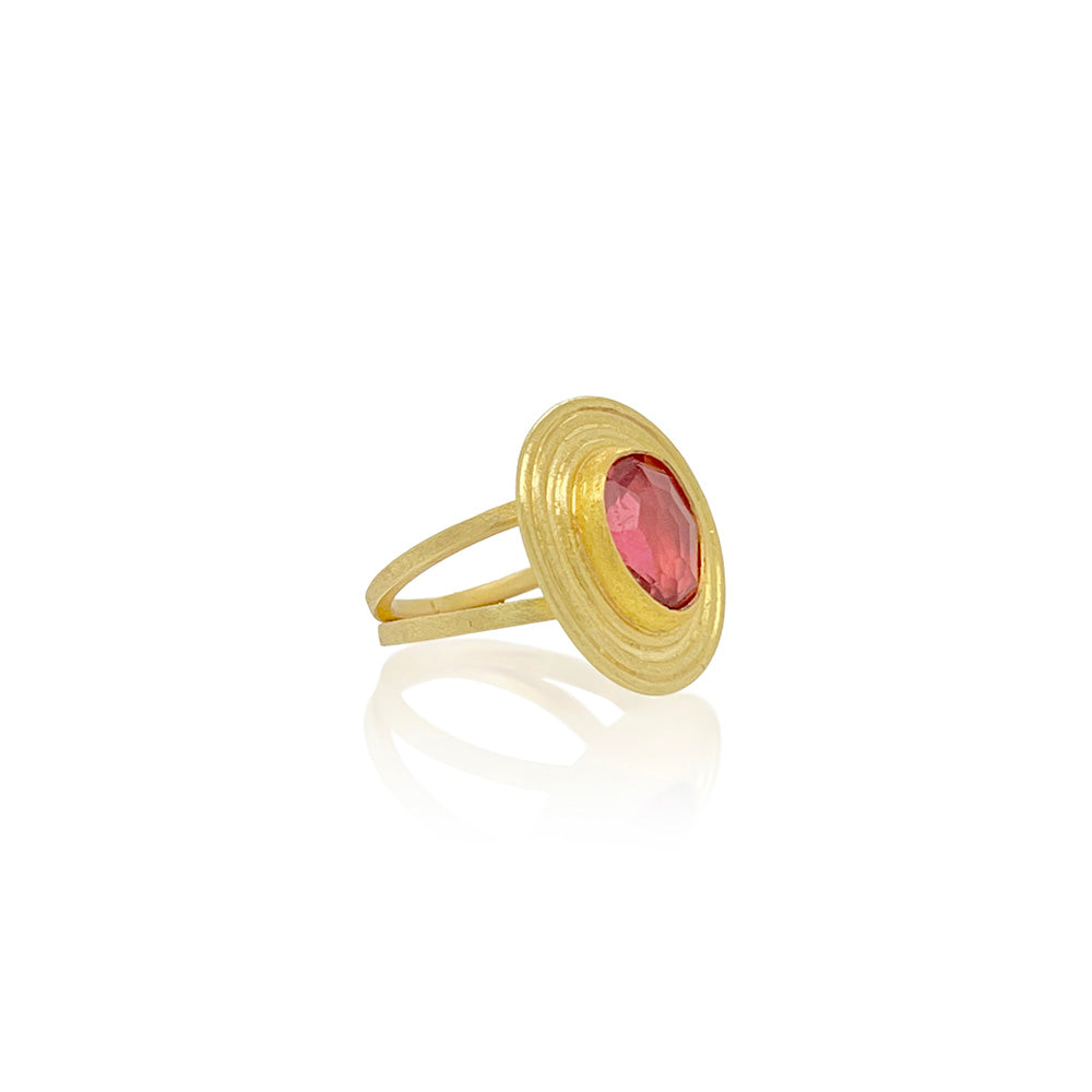 "Zen Garden" Red Tourmaline Split Shank Ring
