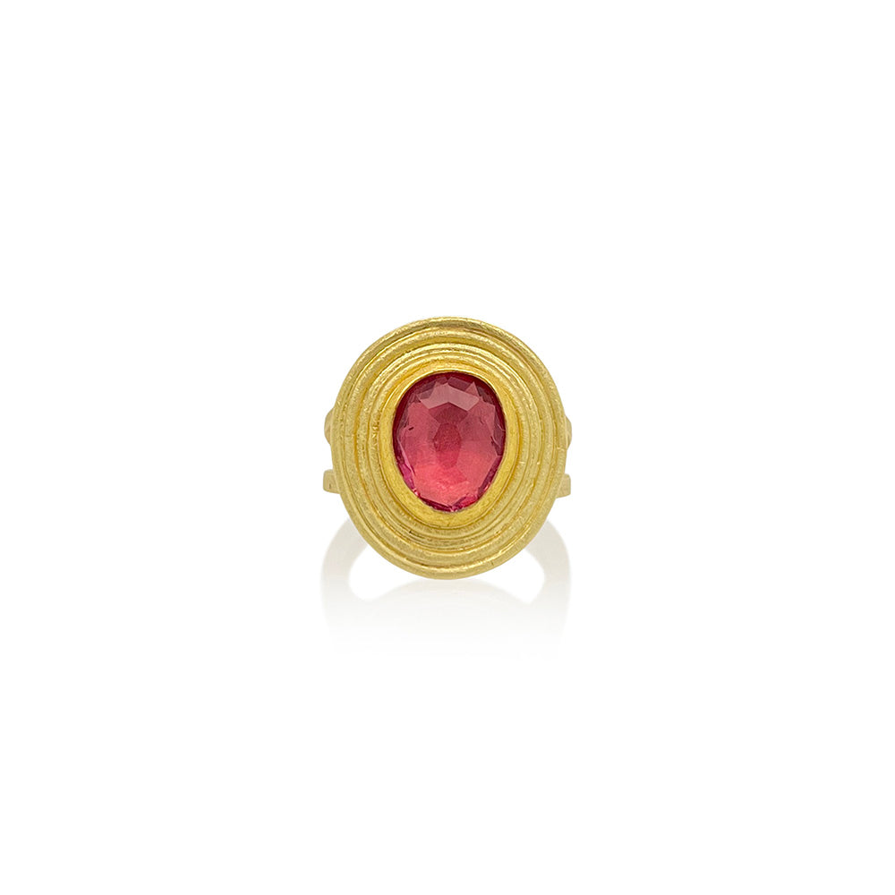"Zen Garden" Red Tourmaline Split Shank Ring