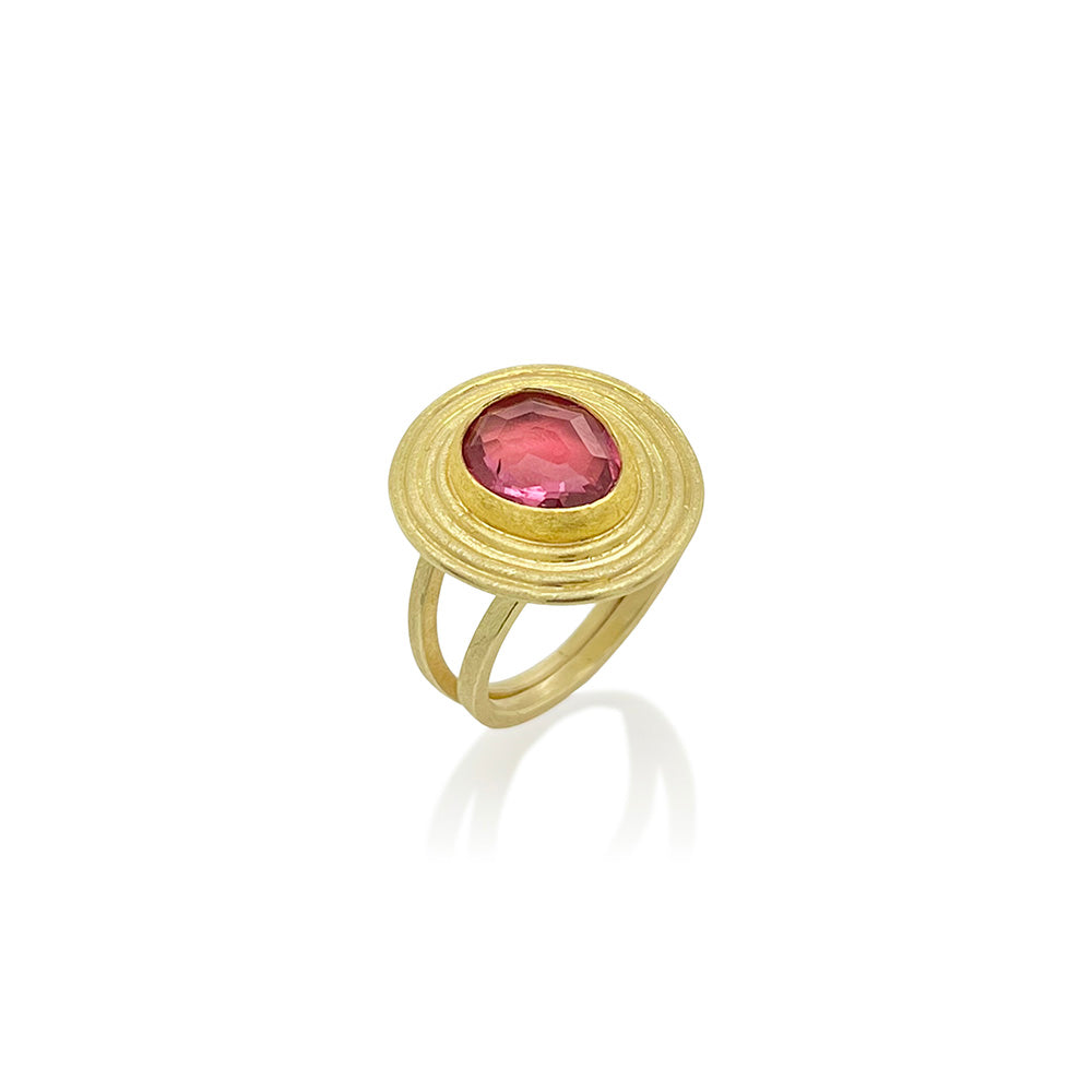 free from faceted pink tourmaline Zen Garden split shank ring