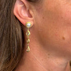 Triple Aquamarine Drop Earrings with Freshwater Pearl Studs