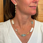 Triple Aquamarine Drop Earrings with Freshwater Pearl Studs