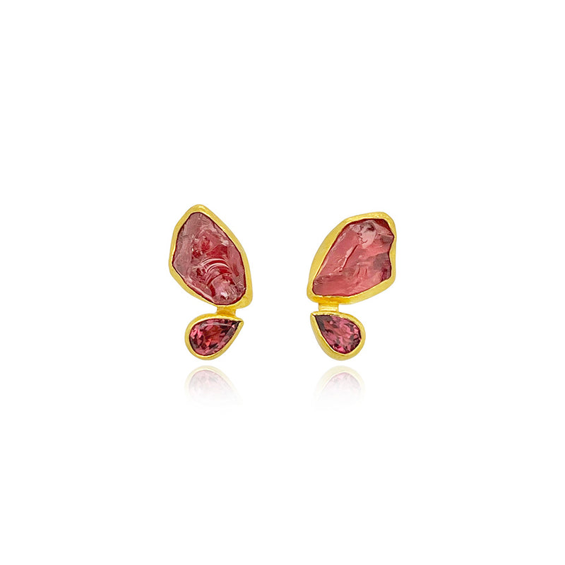 Tourmaline Crystal Earrings with Faceted Drops