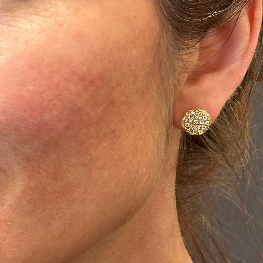 silk disc earrings with scattered diamonds