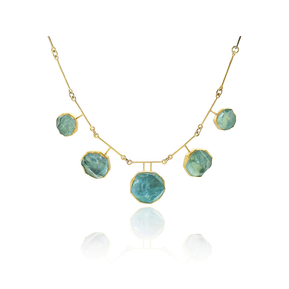 Natural Surface Aquamarine Crystal Necklace