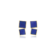 Natural Cut Lapis Lazuli Square Earrings