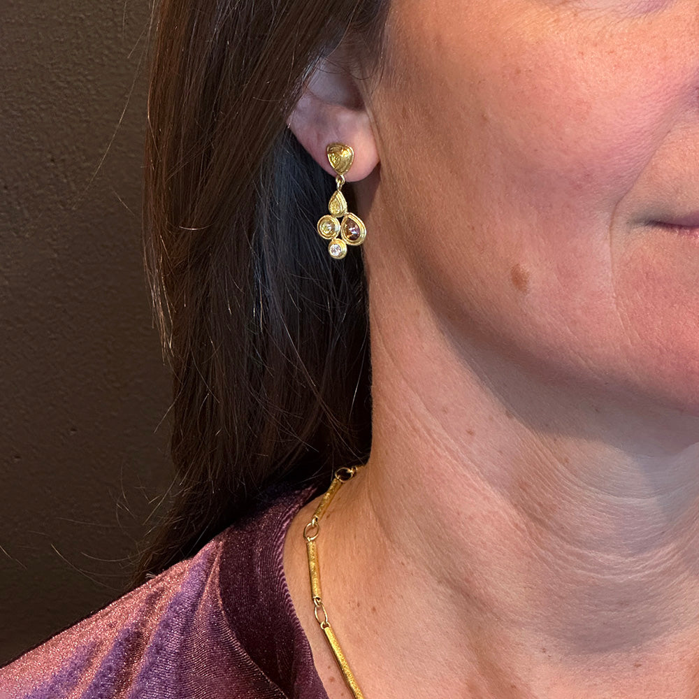 Mixed Shape Diamond Drop Earrings