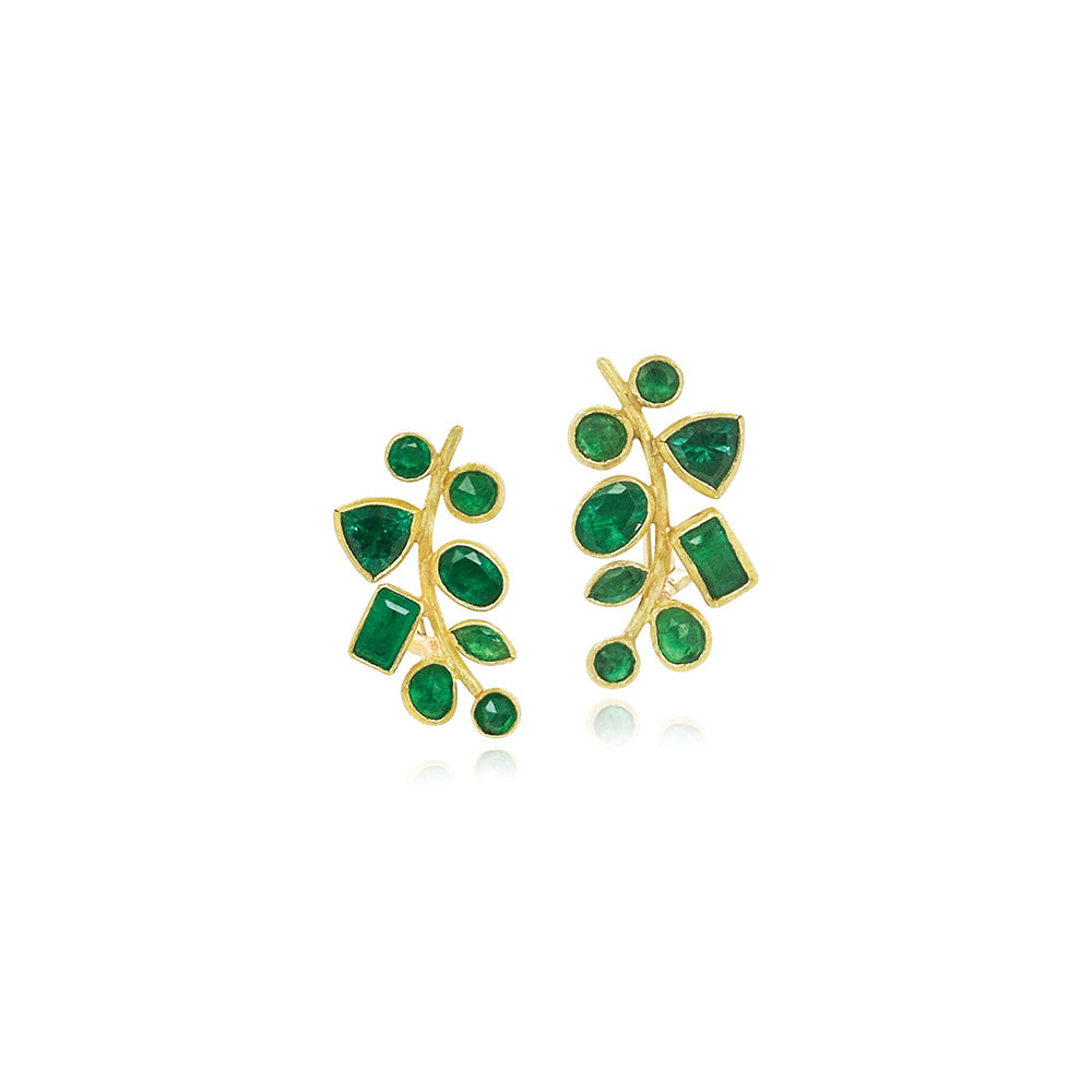 Grape Cluster Earrings with Emeralds