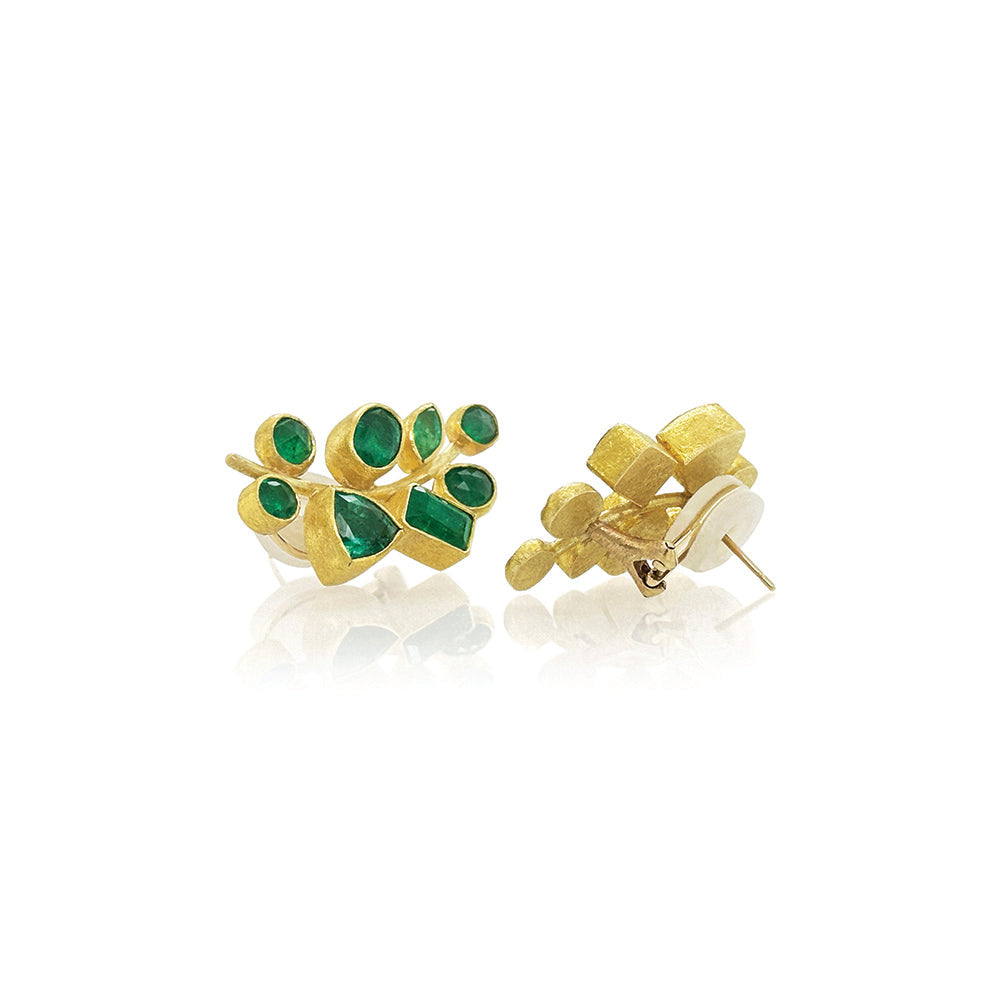 Grape Cluster Earrings with Emeralds